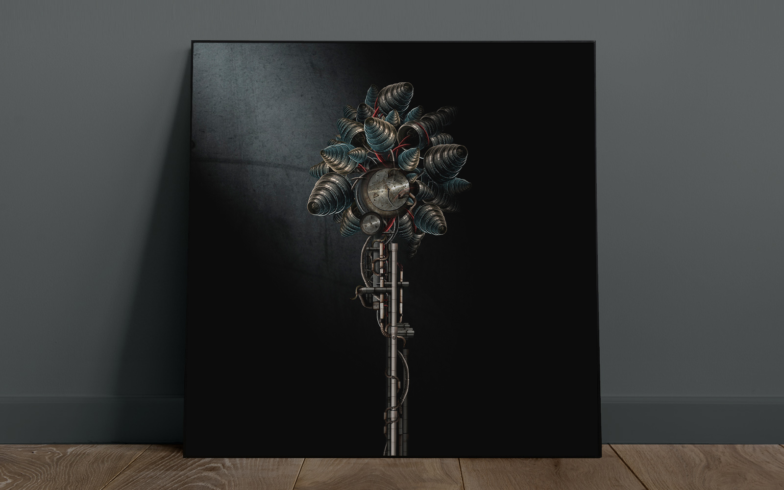 Dark Opto-Mechanical Flower_wall art