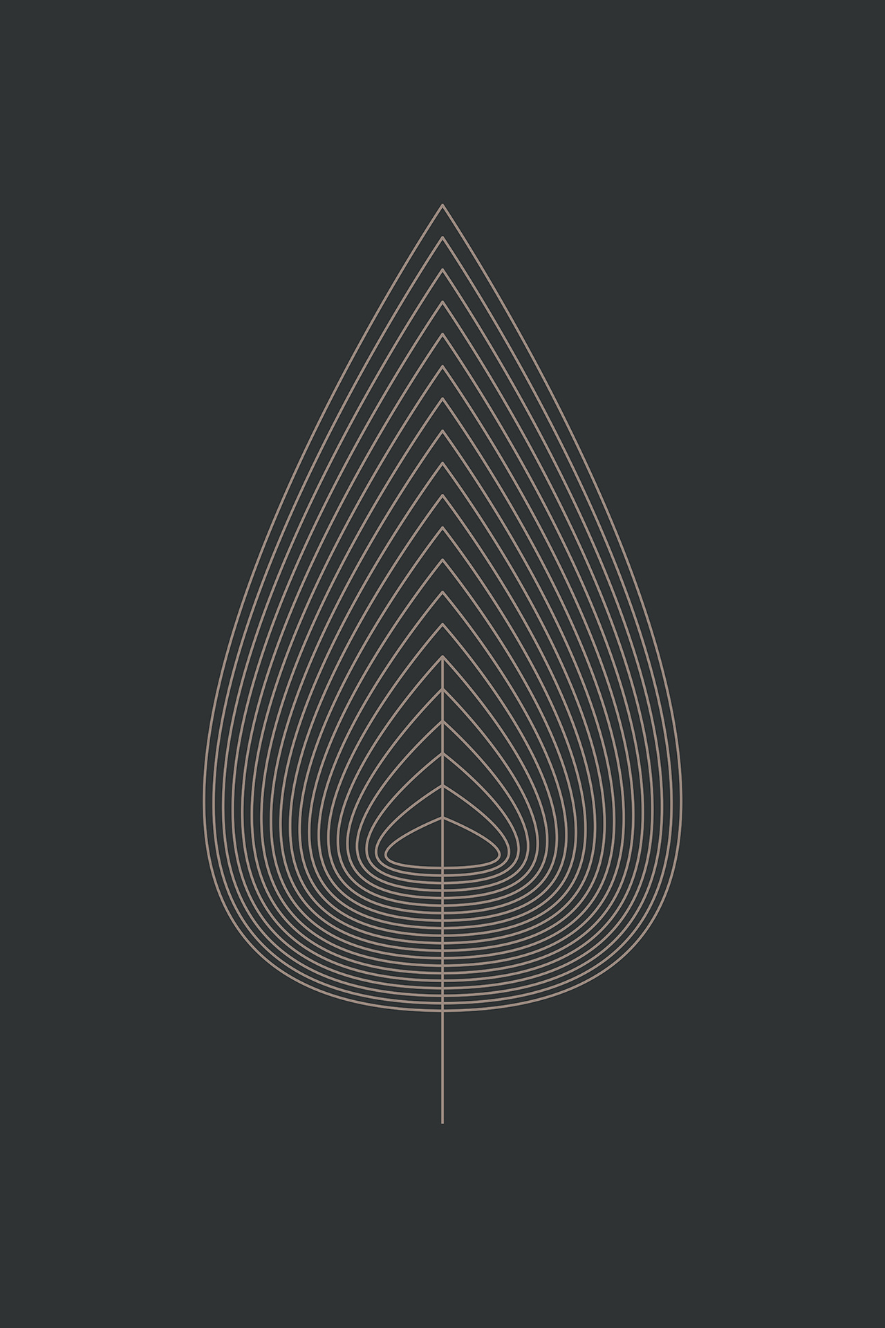 POSTER – Dark Triangle Oval Leaf – Minimalist Vector Line Art –