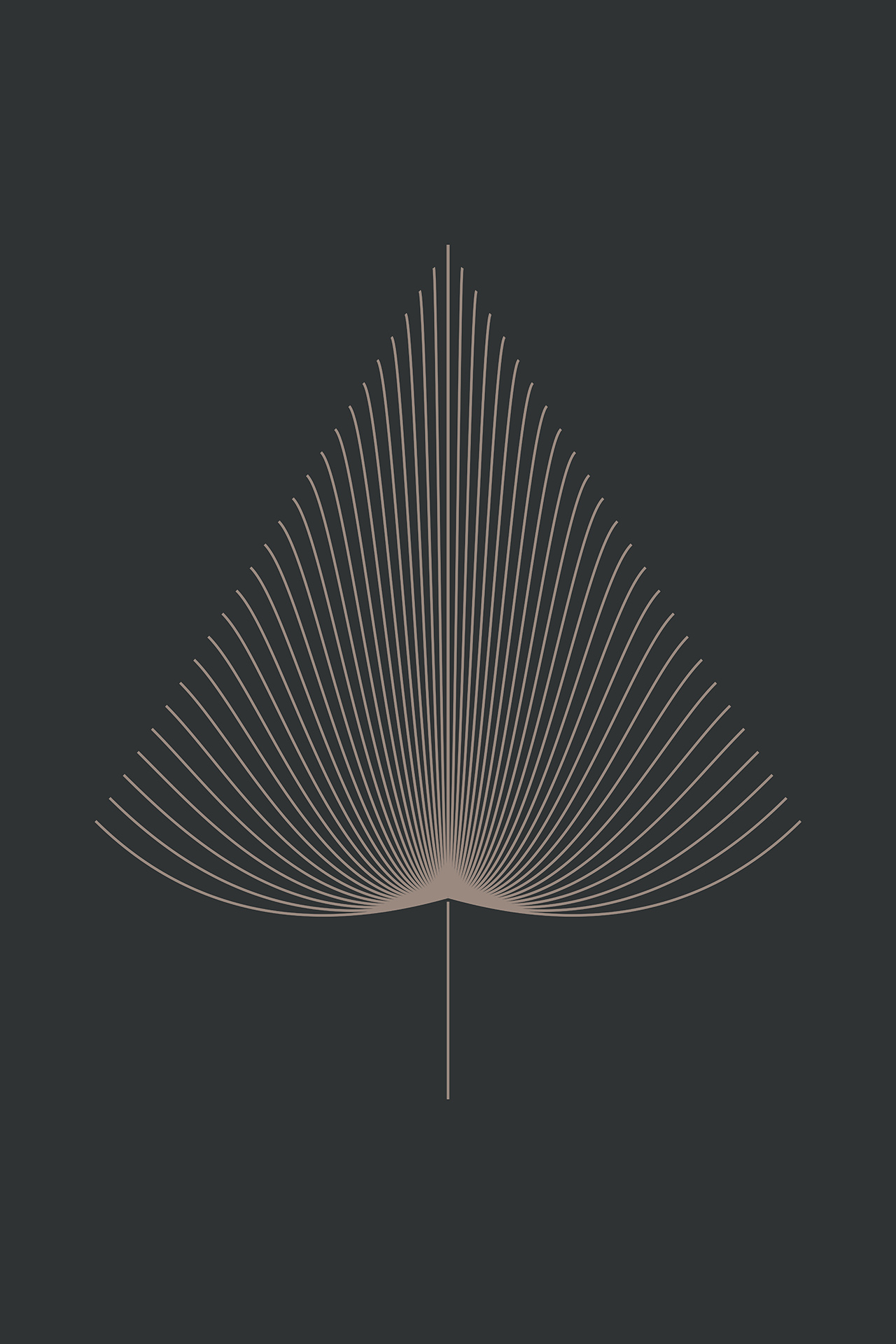 POSTER – Dark Triangular Leaf – Minimalist Vector Line Art – 24x