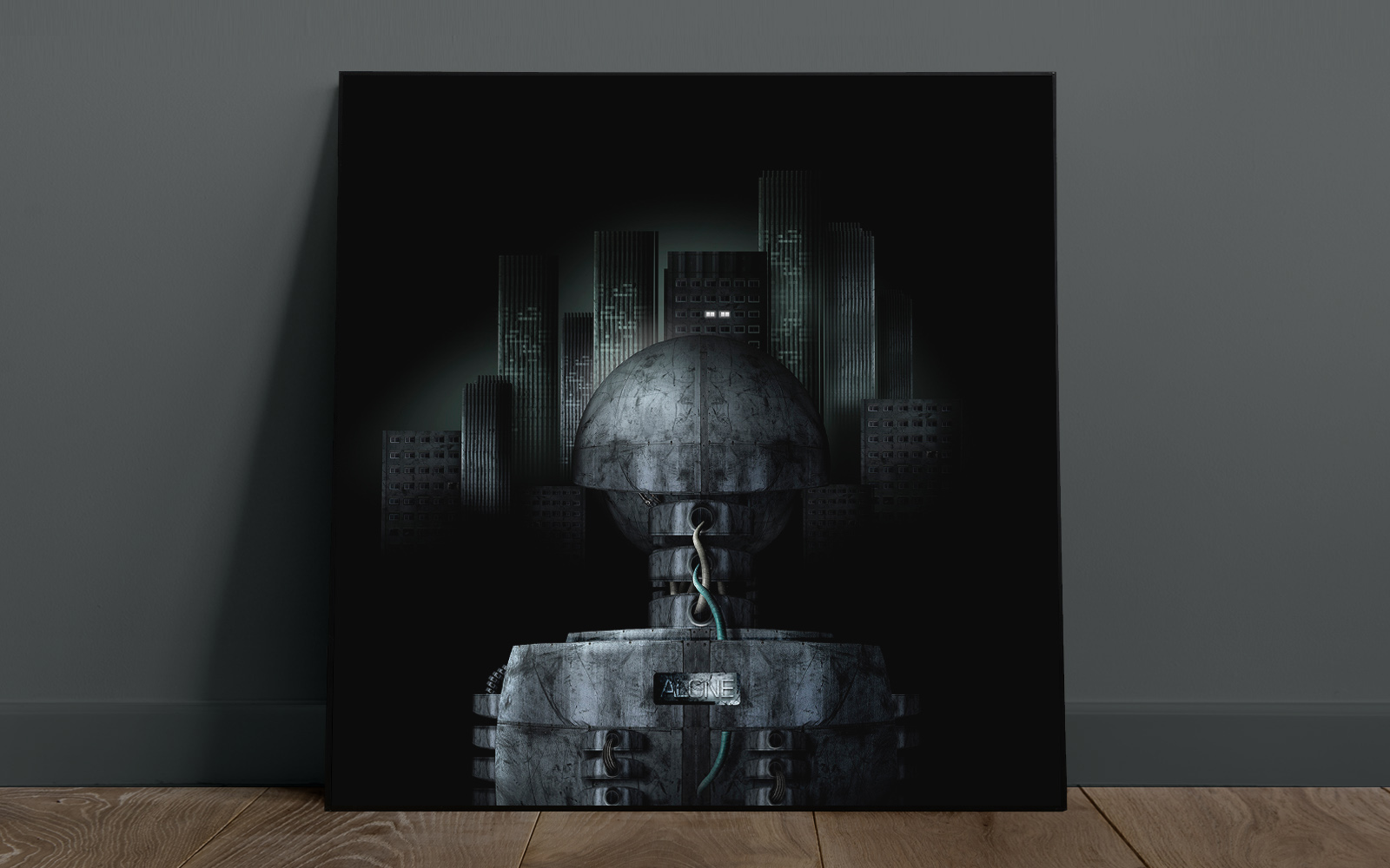 Lonely Robot Watching the Distant City Lights_wall art