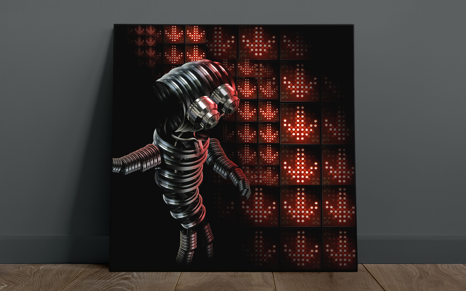 Sad Red Metallic Robot_wall art