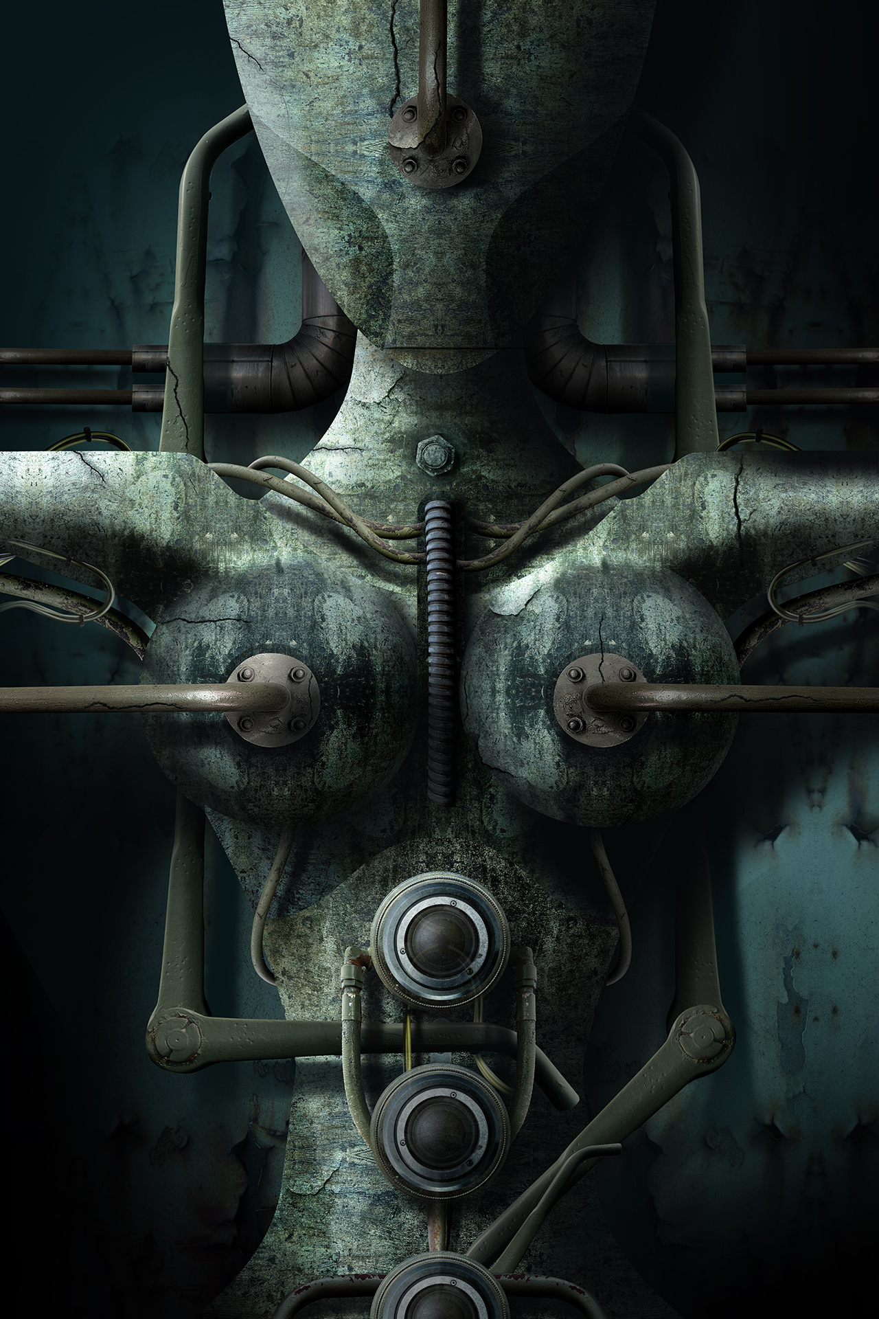 Dark Creepy Mechanical Alien Woman – 1280px