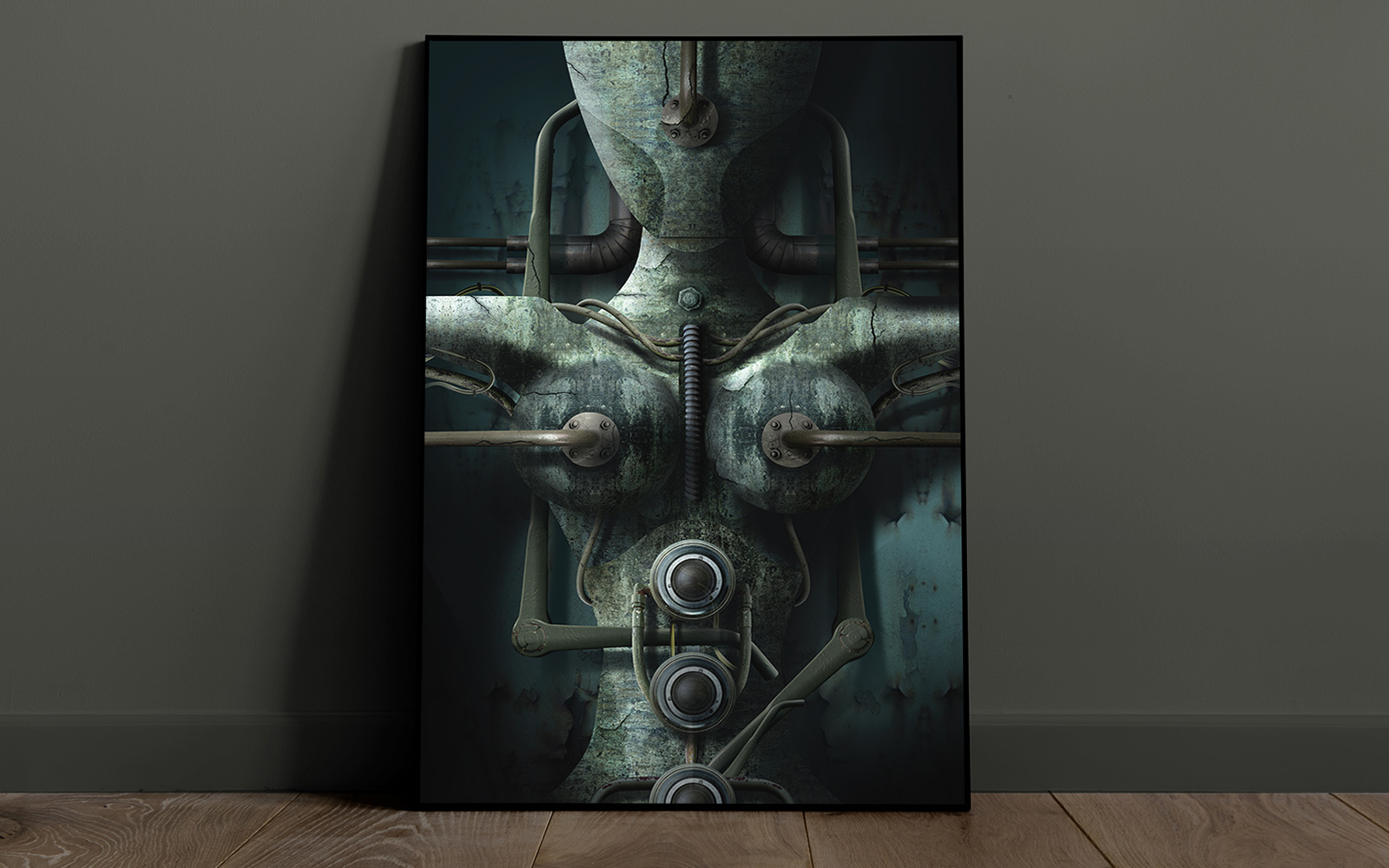 Dark Creepy Mechanical Alien Woman_wall art