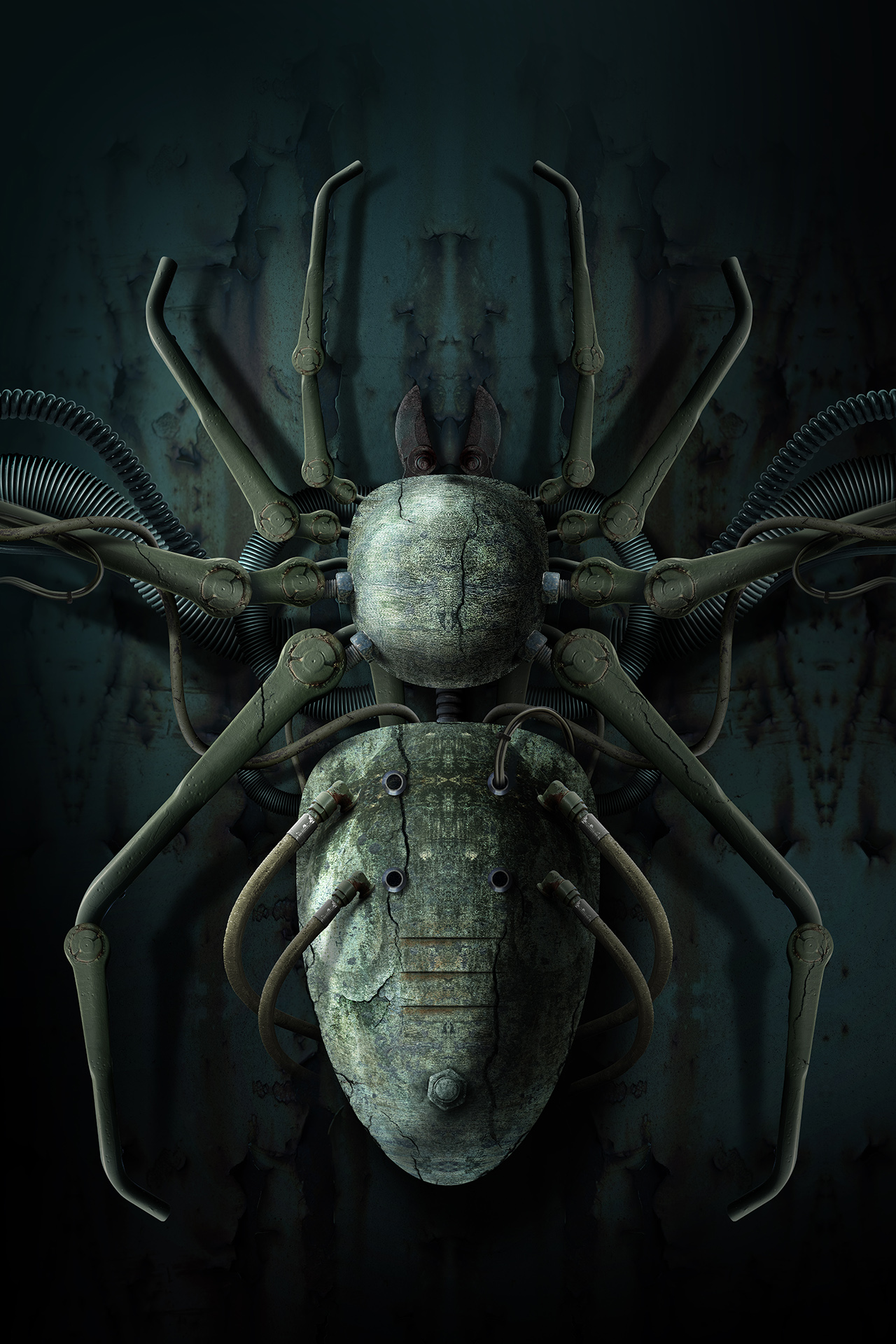 Dark Creepy Mechanical Spider – 1280px