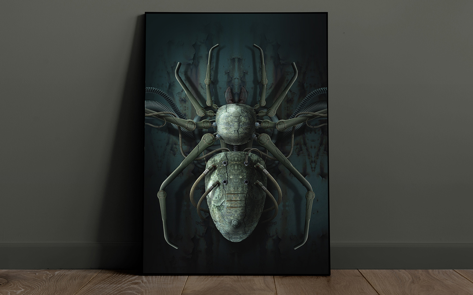 Dark Creepy Mechanical Spider_wall art